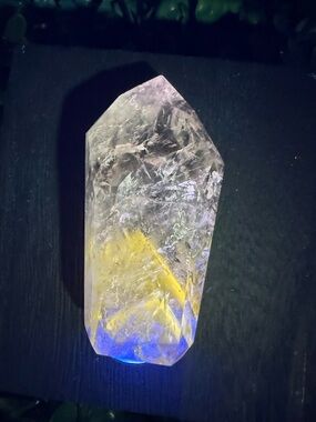 Brazilian Amethyst w/ Powellite Inclusions Point - *UV Reactive*